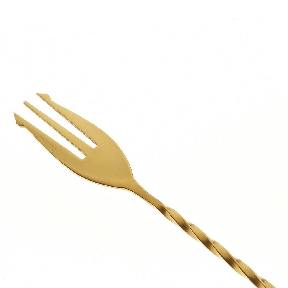 Mercer Barfly 19.6" Bar Spoon With Fork | Gold Plated 1 Mercer Barfly 19.6" Bar Spoon With Fork | Gold Plated