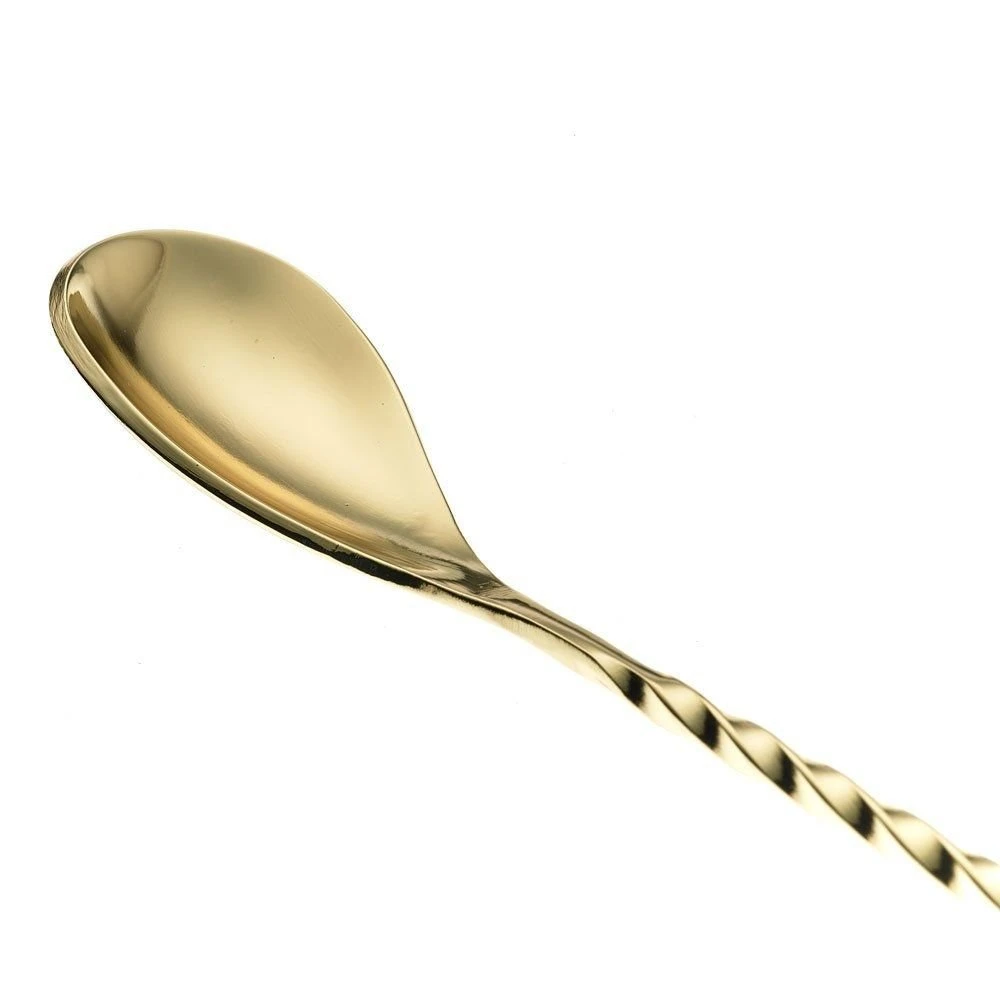 Mercer Barfly 19.6" Bar Spoon With Fork | Gold Plated 2 Mercer Barfly 19.6" Bar Spoon With Fork | Gold Plated - Image 2