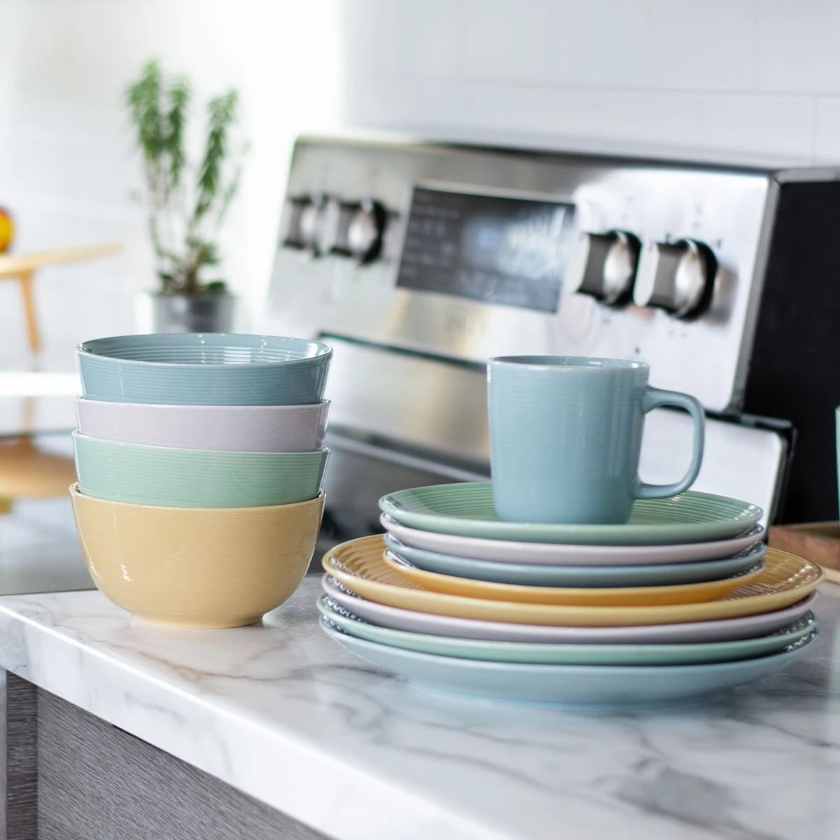 Everything Kitchens Modern Colorful Neutrals - Rippled 6" Bowls (Set Of 4) - Glazed | Butter Yellow 3 Everything Kitchens Modern Colorful Neutrals - Rippled 6" Bowls (Set Of 4) - Glazed | Butter Yellow - Image 3