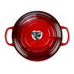Le Creuset 3.5 Qt. Round Signature Dutch Oven With Stainless Steel Heart Knob | Cerise/Cherry Red 9 Le Creuset 3.5 Qt. Round Signature Dutch Oven With Stainless Steel Heart Knob | Cerise/Cherry Red -Kitchen Tools Shop overhead