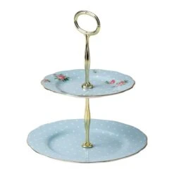 Royal Albert Vintage Collection 2-Tier Cake Stand | Polka Blue