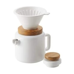 BonJour 4-Cup Stoneware Pour-Over Set | Matte White