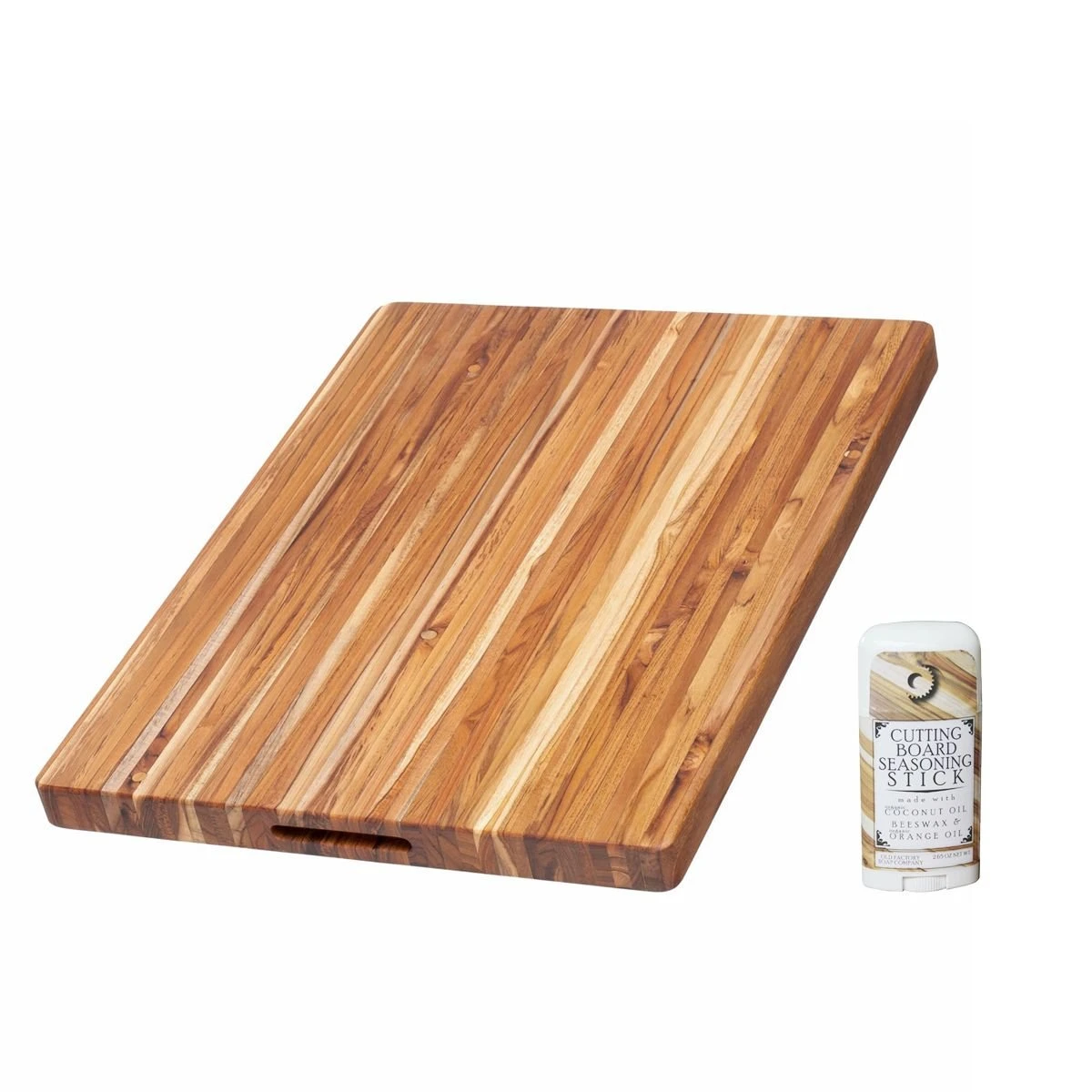 TeakHaus Edge Grain Carving Board W/Hand Grip (Rectangle) | 24" X 18" X 1.5" With Board Seasoning Stick 1 TeakHaus Edge Grain Carving Board W/Hand Grip (Rectangle) | 24" X 18" X 1.5" With Board Seasoning Stick