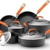 Rachael Ray Hard Anodized II Cookware Set W/ Orange Handles: 10pc