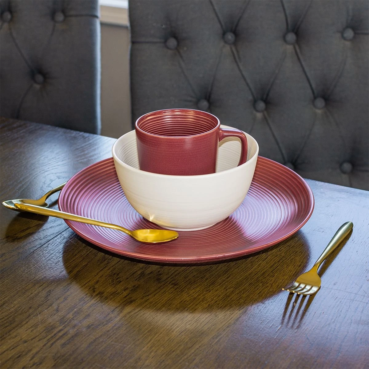 Everything Kitchens Modern Colorful Neutrals - Rippled 12oz Mugs (Set Of 4) - Matte | Red 5 Everything Kitchens Modern Colorful Neutrals - Rippled 12oz Mugs (Set Of 4) - Matte | Red - Image 5