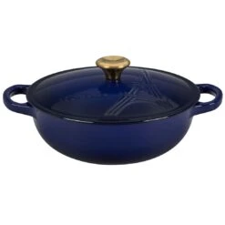 Le Creuset 2.5Qt Signature Cocotte Eiffel Tower Collection | Indigo Blue -Kitchen Tools Shop rs10253 eiffel rdo indigo scr