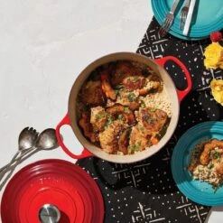 Le Creuset 5.5 Qt. Round Signature Cast Iron Dutch Oven With Stainless Steel Knob | Cerise/Cherry Red -Kitchen Tools Shop rs11037 lca q1 onepotmeal ret