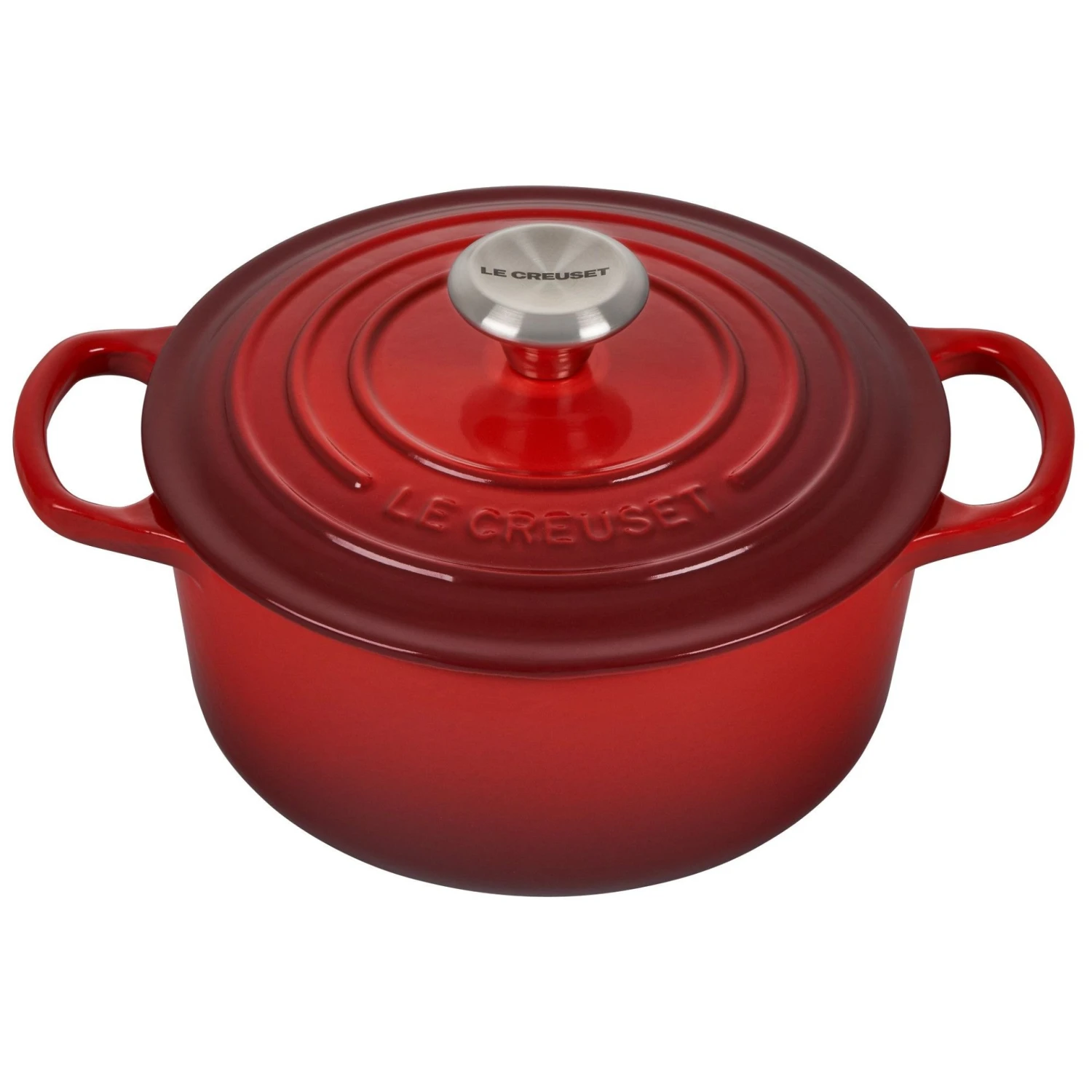 Le Creuset 2 Qt. Round Signature Cast Iron Dutch Oven With Stainless Steel Knob | Cerise/Cherry Red 1 Le Creuset 2 Qt. Round Signature Cast Iron Dutch Oven With Stainless Steel Knob | Cerise/Cherry Red
