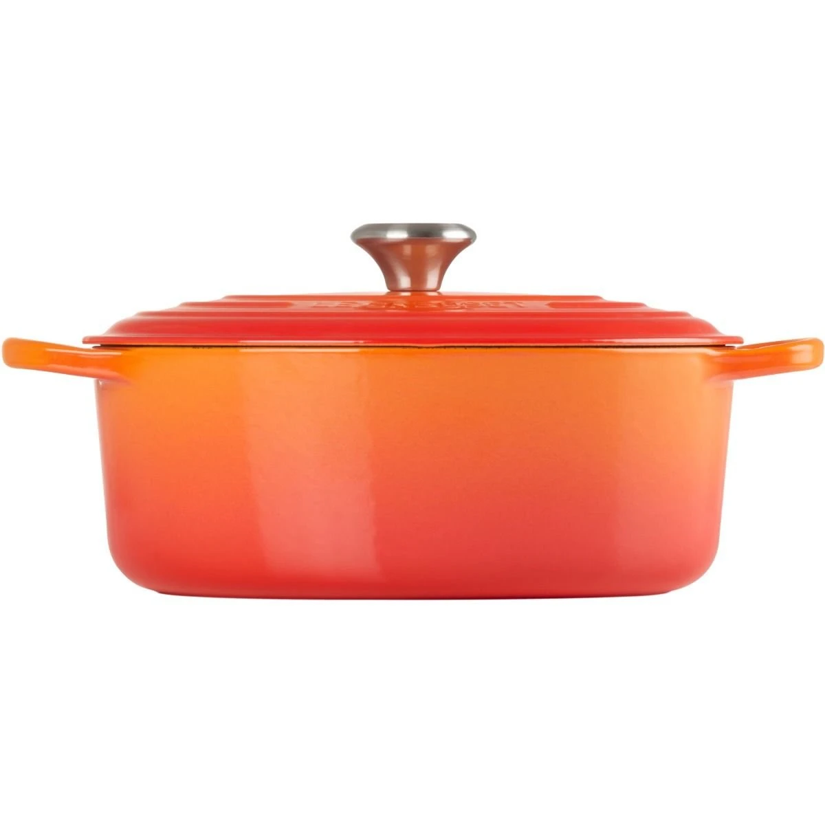 Le Creuset 5 Qt. Oval Signature Dutch Oven With Stainless Steel Knob | Flame Orange 2 Le Creuset 5 Qt. Oval Signature Dutch Oven With Stainless Steel Knob | Flame Orange - Image 2