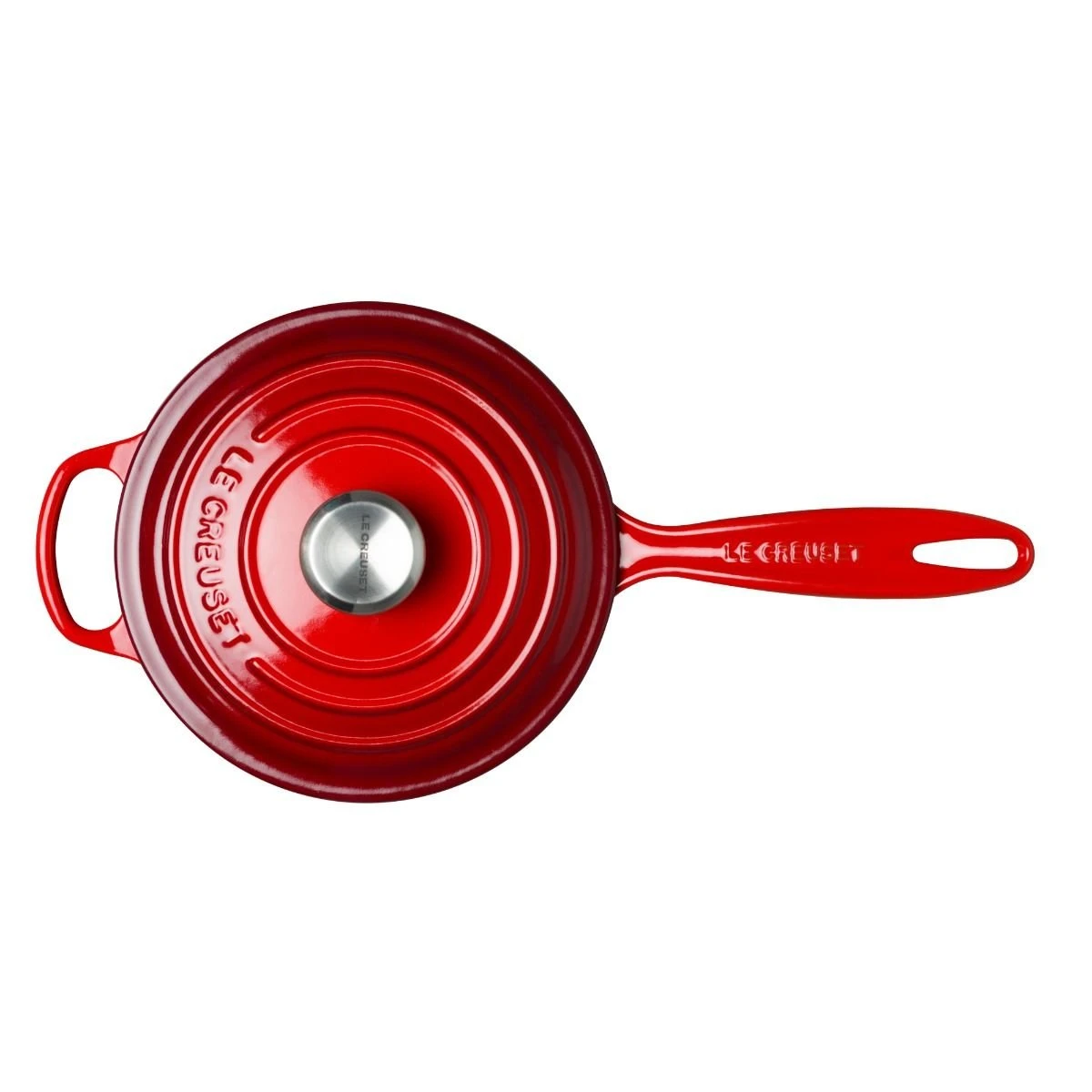 Le Creuset 1.75 Qt. Signature Enameled Cast Iron Saucepan With Stainless Steel Knob | Cerise/Cherry Red 4 Le Creuset 1.75 Qt. Signature Enameled Cast Iron Saucepan With Stainless Steel Knob | Cerise/Cherry Red - Image 4