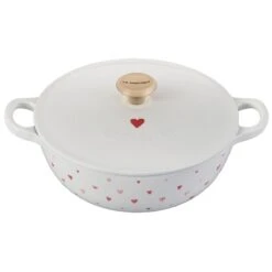 Le Creuset L'Amour 2.75 Qt. Enameled Cast Iron Soup Pot With Gold Knob & Heart Applique | White