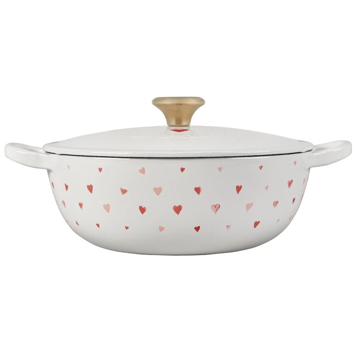 Le Creuset L'Amour 2.75 Qt. Enameled Cast Iron Soup Pot With Gold Knob & Heart Applique | White 2 Le Creuset L'Amour 2.75 Qt. Enameled Cast Iron Soup Pot With Gold Knob & Heart Applique | White - Image 2