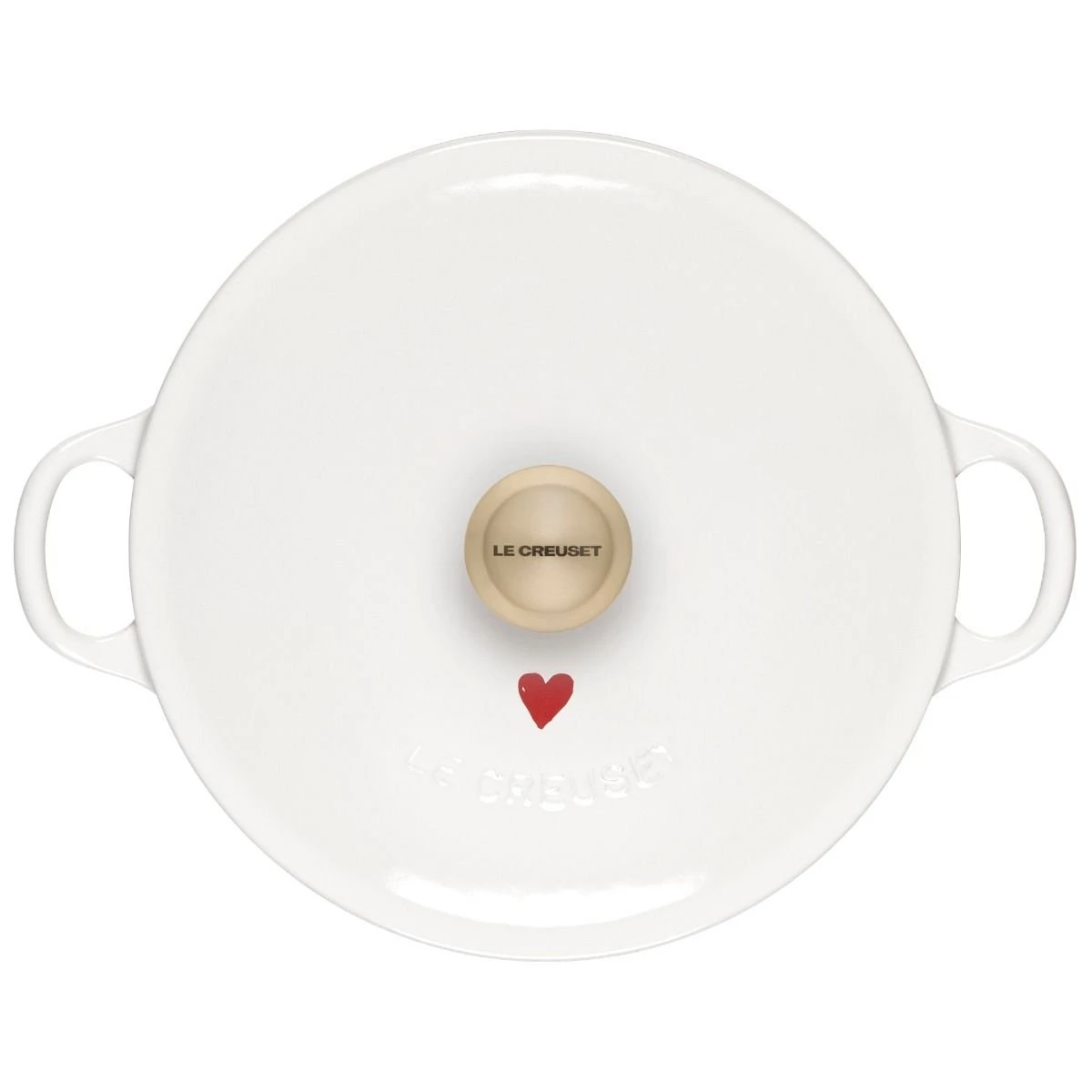 Le Creuset L'Amour 2.75 Qt. Enameled Cast Iron Soup Pot With Gold Knob & Heart Applique | White 3 Le Creuset L'Amour 2.75 Qt. Enameled Cast Iron Soup Pot With Gold Knob & Heart Applique | White - Image 3