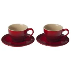 Le Creuset Cappuccino Cup Set For 2 | Cerise/Cherry Red