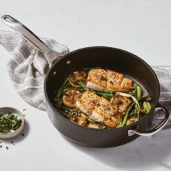 Le Creuset 4.25 Qt. Sauté Pan With Glass Lid | Toughened Nonstick Pro -Kitchen Tools Shop saute