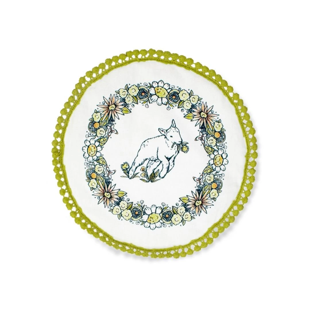 Everything Kitchens Barnyard Baby Animals 9" Round Pot Holder | "Leaping Sheep" - Lamb 1 Everything Kitchens Barnyard Baby Animals 9" Round Pot Holder | "Leaping Sheep" - Lamb