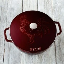 Staub 3.75 Qt. Essential French Oven With Rooster Lid | Grenadine -Kitchen Tools Shop staub cast iron 3 75 qt essentia