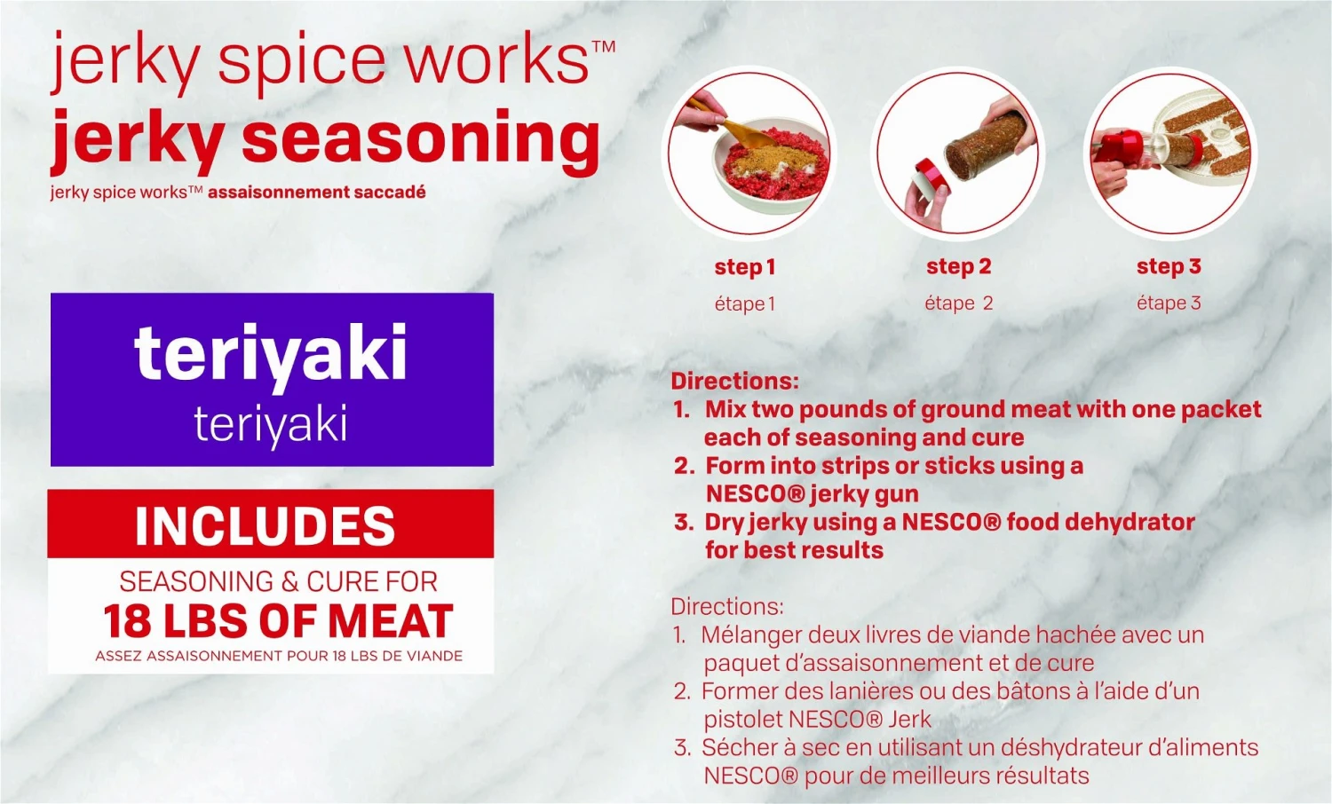 NESCO Teriyaki Flavor Jerky Seasoning, 9 Pack 4 NESCO Teriyaki Flavor Jerky Seasoning, 9 Pack - Image 4