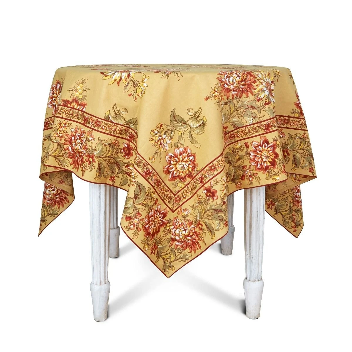 April Cornell 60" X 90" Dahlia Days Dining Tablecloth | Gold 1 April Cornell 60" X 90" Dahlia Days Dining Tablecloth | Gold