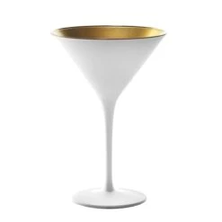 Stolzle 8oz Olympia Crystal Martini Glasses - Set Of 2 | White & Gold